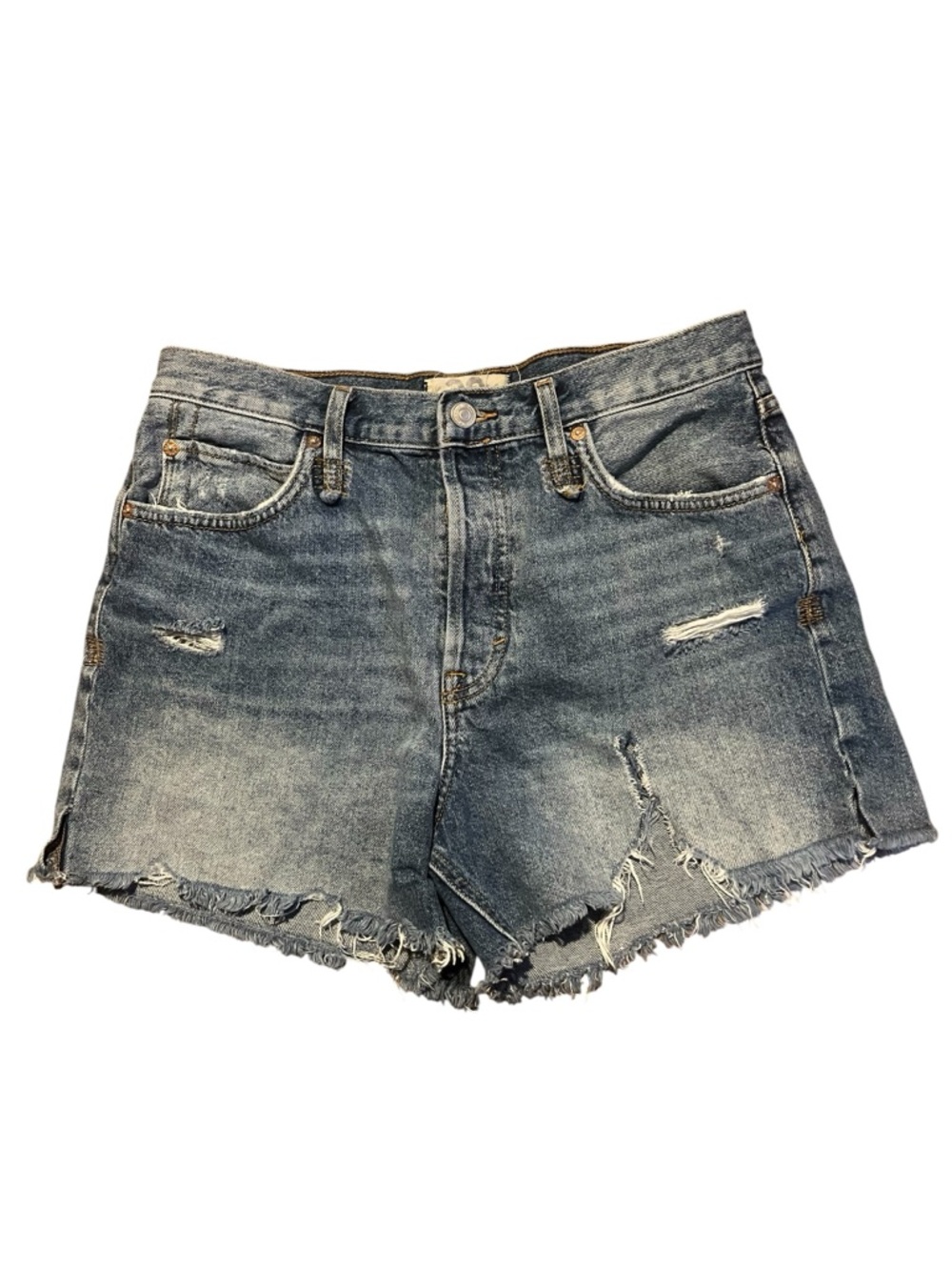 We The Free Distressed Thrashed High Rise Cutoff Raw Hem Denim Y2K Grunge Shorts